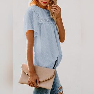 Cute Tops for Women - Fashion Summer Short Sleeve V Neck Lace Blouses Plus Size